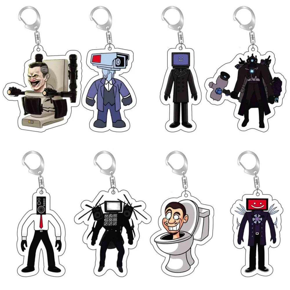 Anime Skibidi Toilet Acrylic Keyring Collectible for Fans Adults Birthday Game Figure keychain Toys Gifts