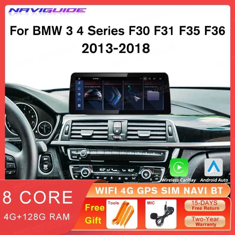 

NAVIGUIDE 12.3" Android 13 Car Radio For BMW 3 4 Series F30 F31 F32 F33 F34 F35 F36 Multimedia Navigation GPS 8G+128G Carplay