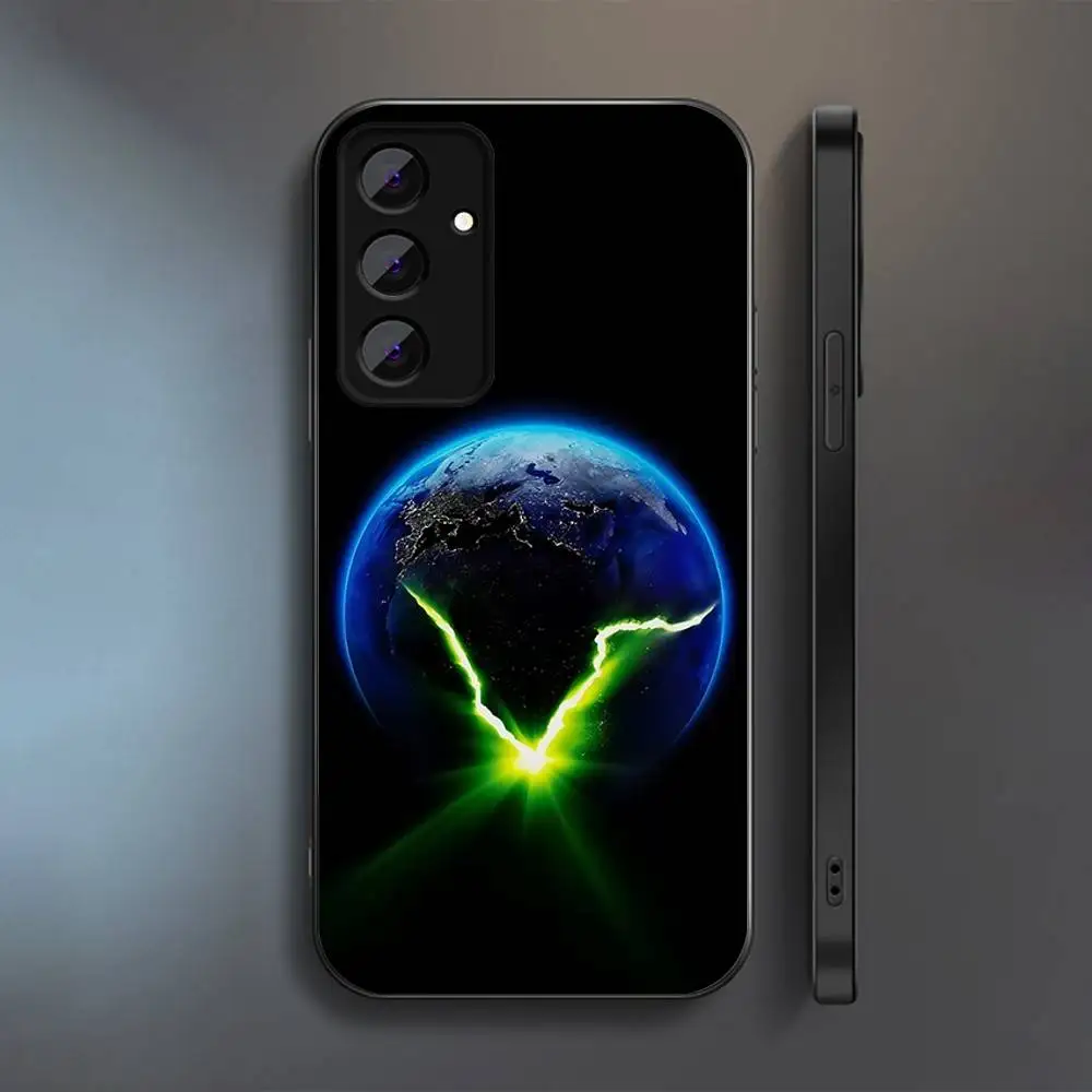 حافظة هاتف A-Alien E-Earth 2025 لهاتف سامسونج S 25,24,23,22,30,21,10,9,Ultra,Plus,Lite,FE,4,5G حافظة سوداء ناعمة