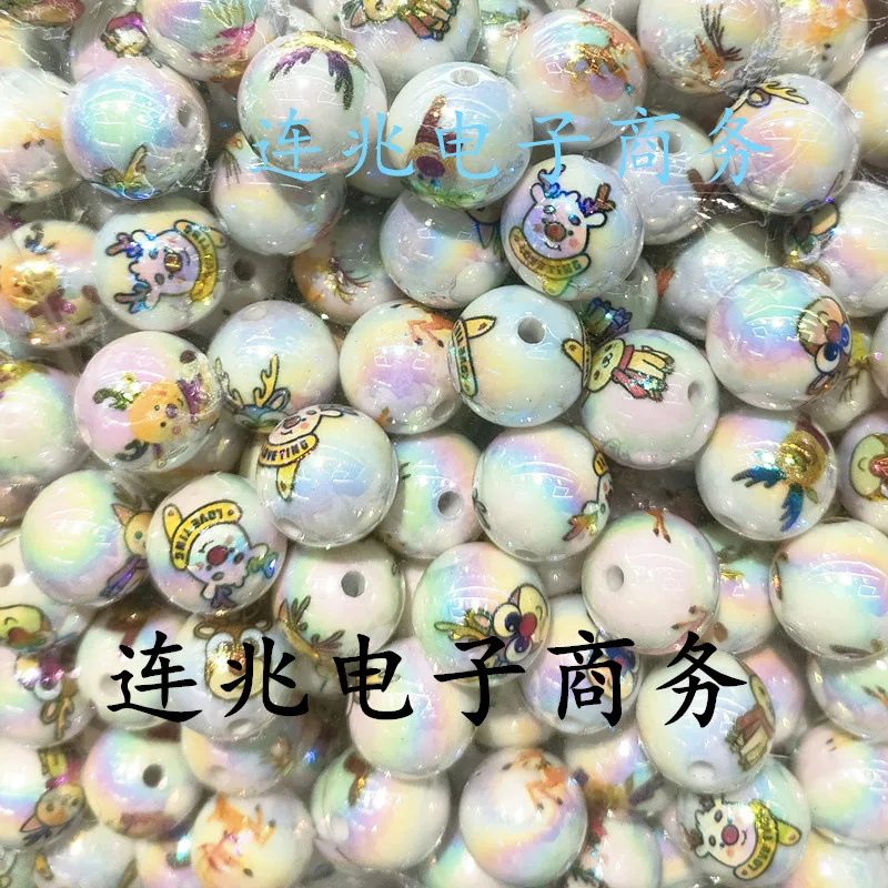 5 Stuks Elanden Cartoon Anime Acryl Kralen Witte Achtergrond Gedrukt Kralen Voor Diy Sieraden Maken Armbanden Materialen