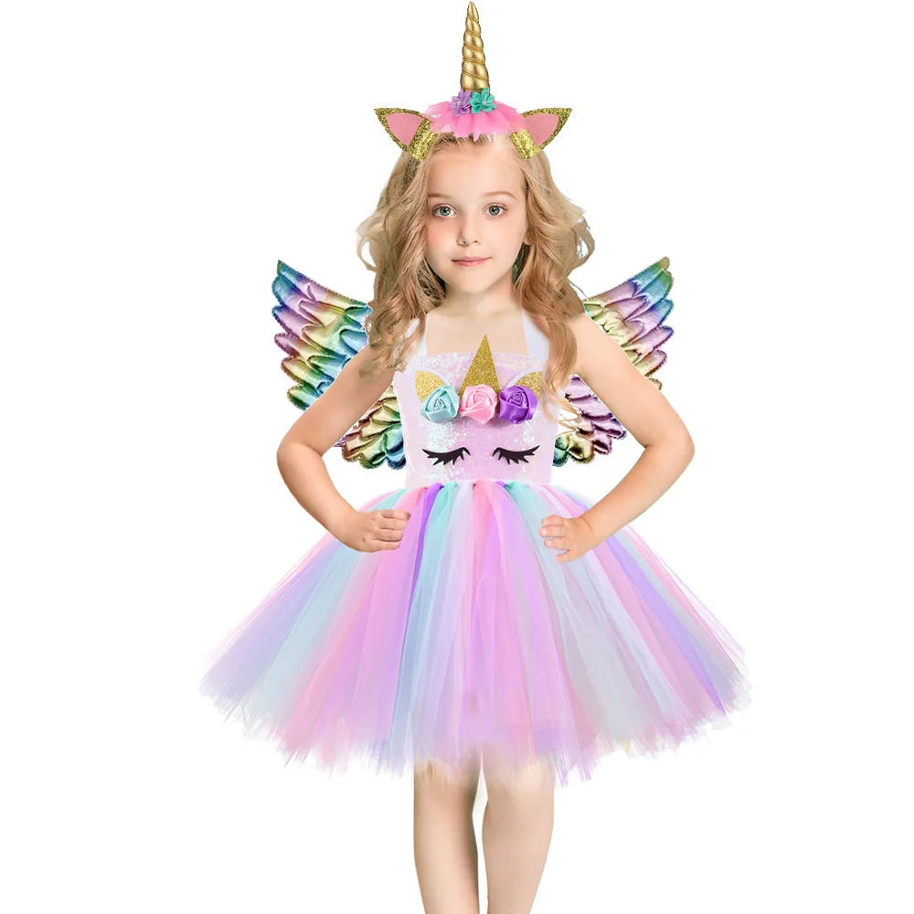 Robe de baptême en forme de licorne pour filles, vêtements Tutu pelucheux pour fête d'anniversaire et mariage, Costume d'halloween