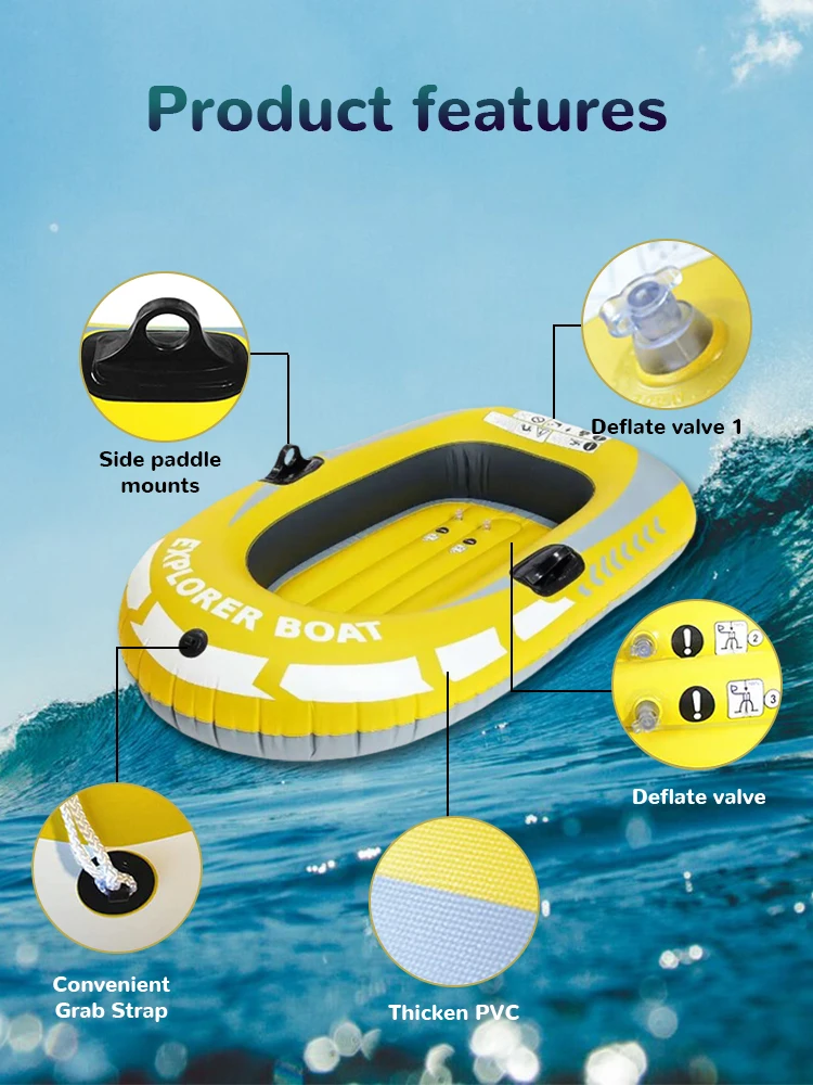 Thickened Pvc Rubber Kayak Inflatable Boat 2 Person Rowing Kayak Boat Wear Resistant Canoe,Parent-Kids Water Recreation Fishing