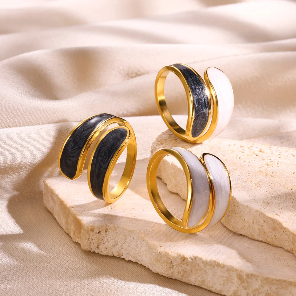 Stainless Steel Double Oil Drip Rings for Women Gold Color Luxury Irregular Adjustable Finger Ring Gift Wholesalers