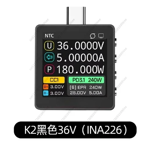 K2 USB Voltage Current Meter Tester with Tempered Glass PD3.1 Fast Charging Protocol Analyzer EPR AVS High Precision