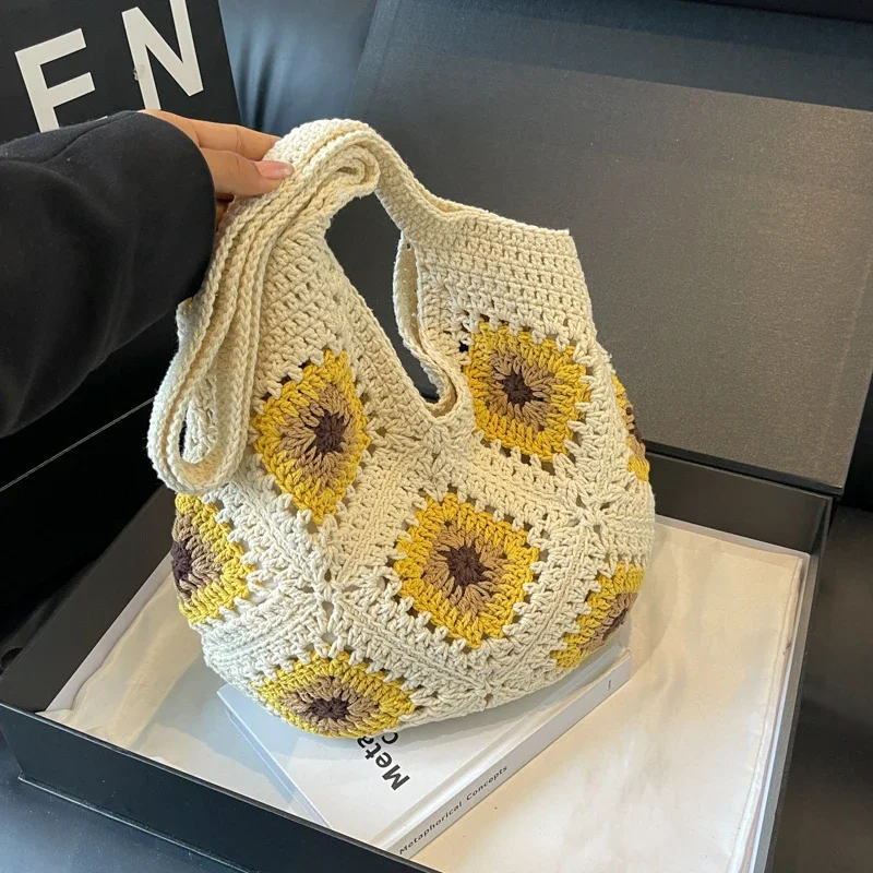 Braid Matching Knitting Tote Bags Large Capacity Fresh Exquisite 2024 Hot Sale Bags for Women Open Versatile Women‘s Bags