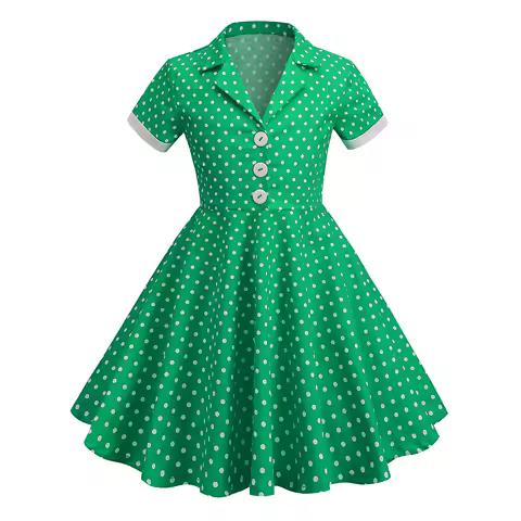 Girls' Evening Party Dress Spring And Summer Festival Dresses Fashionable Versatile Children'S Dresses Polka Dot Tee Dress