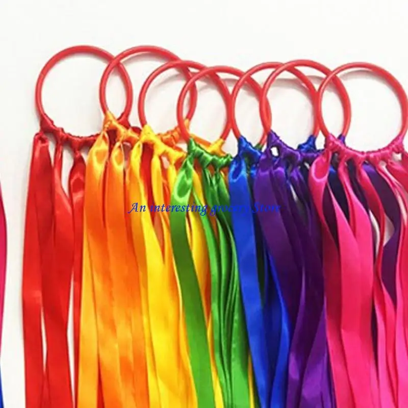 

652D Colorful Ribbon Streamers Wristbands Gymnastics Ballet Streamers Twirling Rings For Sports Event and Dance Performances