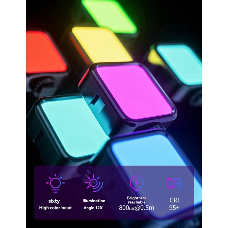 Portátil rgb flash para fotografia, luz portátil com clipe, para iphone, samsung, ipad, telefones celulares