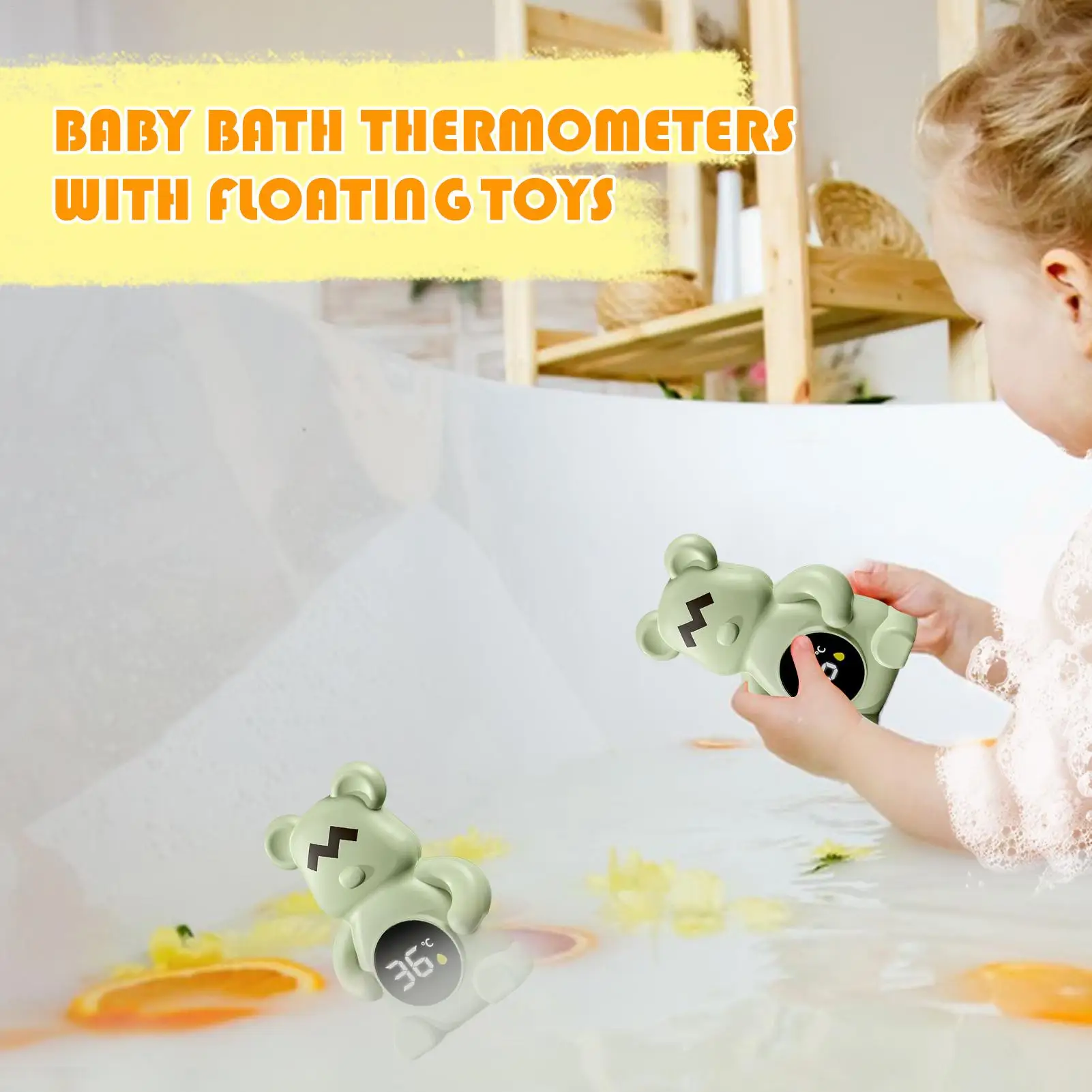 Baby Bath Temperature Sensor Bathtub Meter Bear Shape Floating Toy Water Temperature Monitor for Hot Spring Shower Swimming Lake