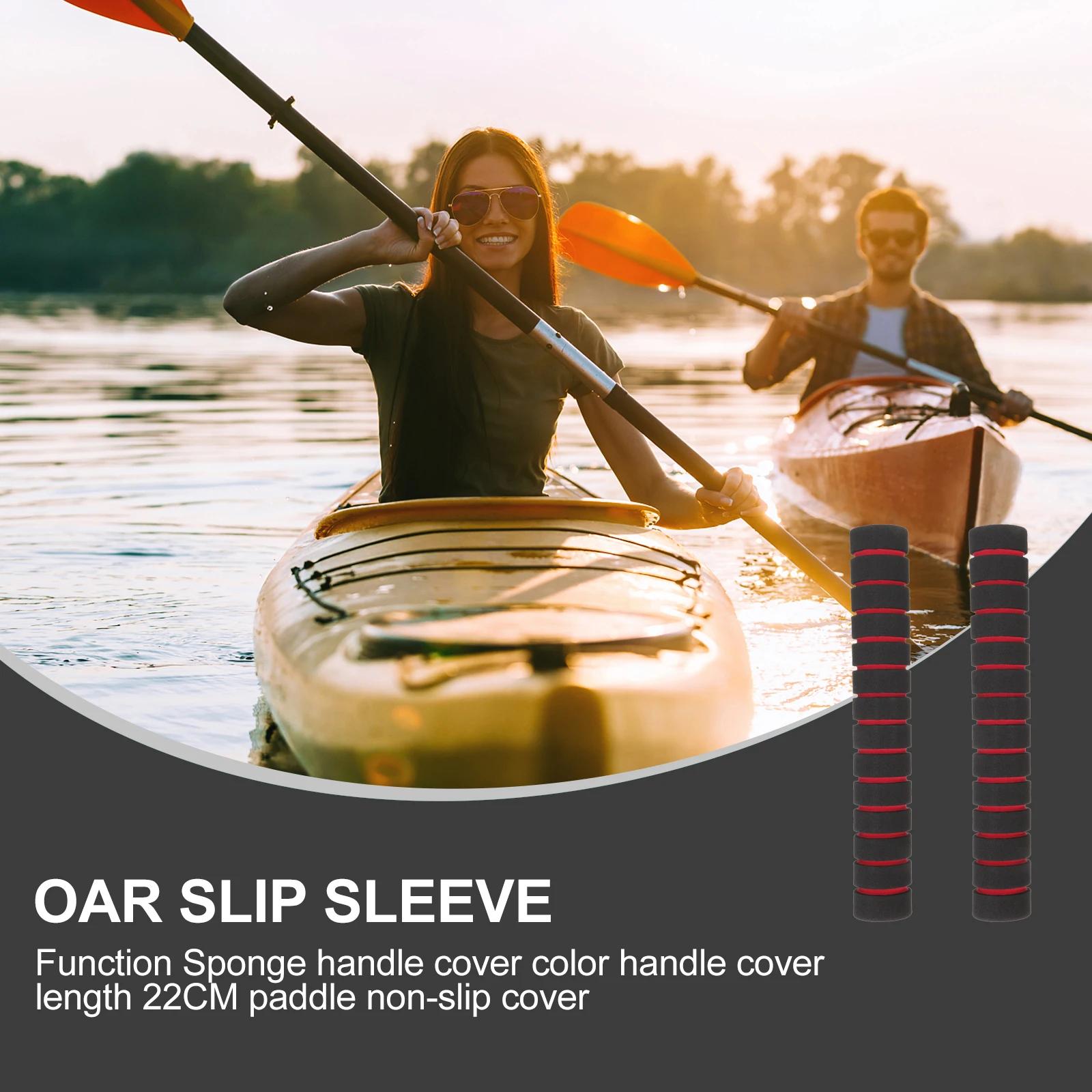 

2pcs Kayak Paddle Grips Non Slip 22CM Colorful Sponge Handle Protectors Boat Oars Shaft Covers Hand Safety Accessories
