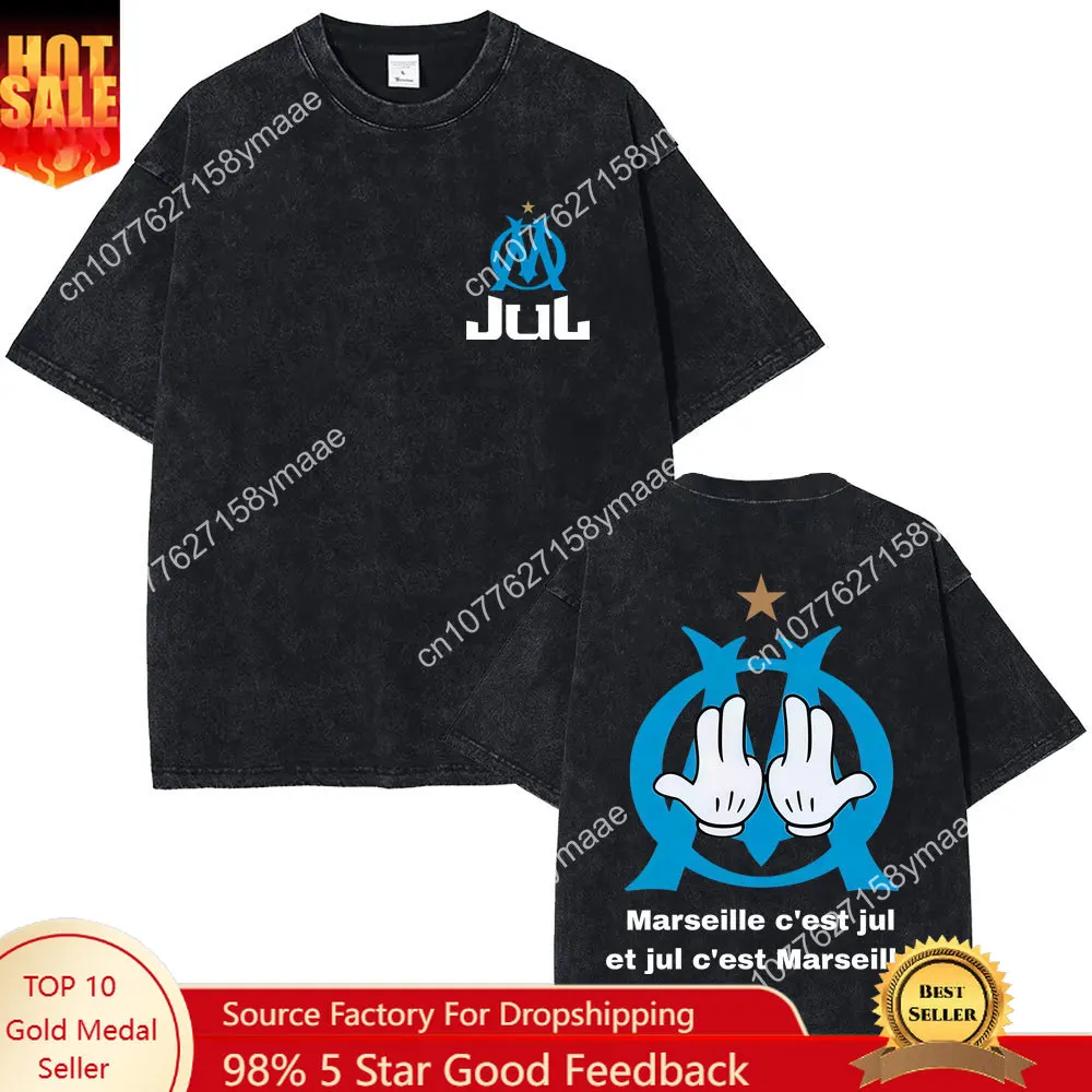 

Vintage Washed France Rapper Jul T-shirts Music Album Marseille E'est Jul T Shirt Men Women Hip Hop Oversized T-shirt Streetwear