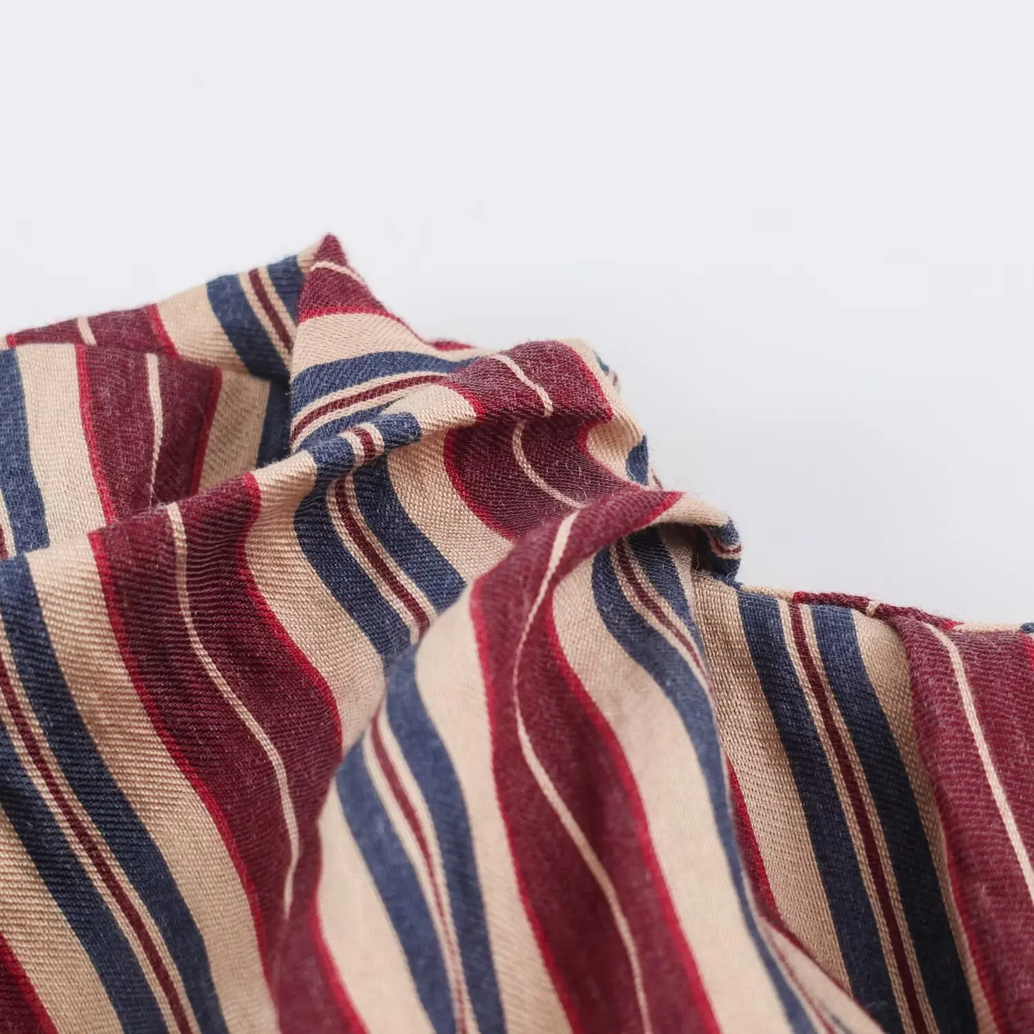 BSAY 2026 Herbst Bohemian Urlaubsstil Damen Gestreiftes Ärmelloses Top mit Halbhohem Kragen, Taillengürtel, Rückenverschluss und Reißverschluss, Partyhemd – Detail 10