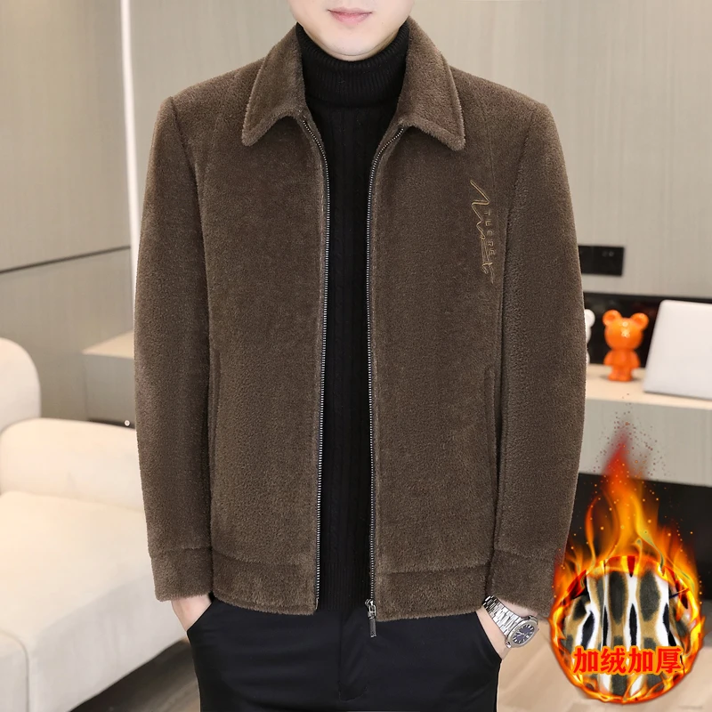 

High Quality Winter Men's Thick Woolen Jacket Lapel Casual Coat Windproof Warm Business Social Overcoat Streetwear Men Clothing