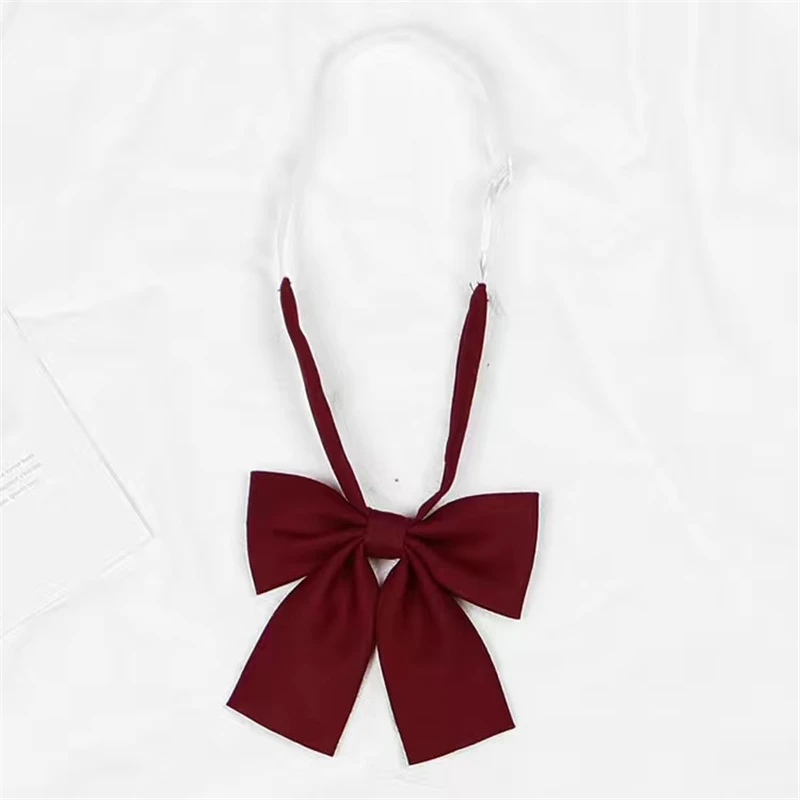 Japanese Korean Girls Tie And Bow Tie Solid Color Red Navy Brown Black Necktie Choker For Students JK School Uniforms Neckwear