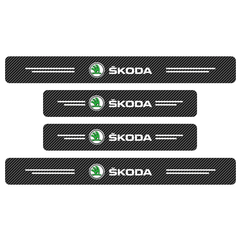 

4pcs Carbon fiber threshold sticker for cars Pedal protection sticker For Skoda Octavia MK2 MK3 2 3 A7 Fabia Karoq Kodiaq Superb