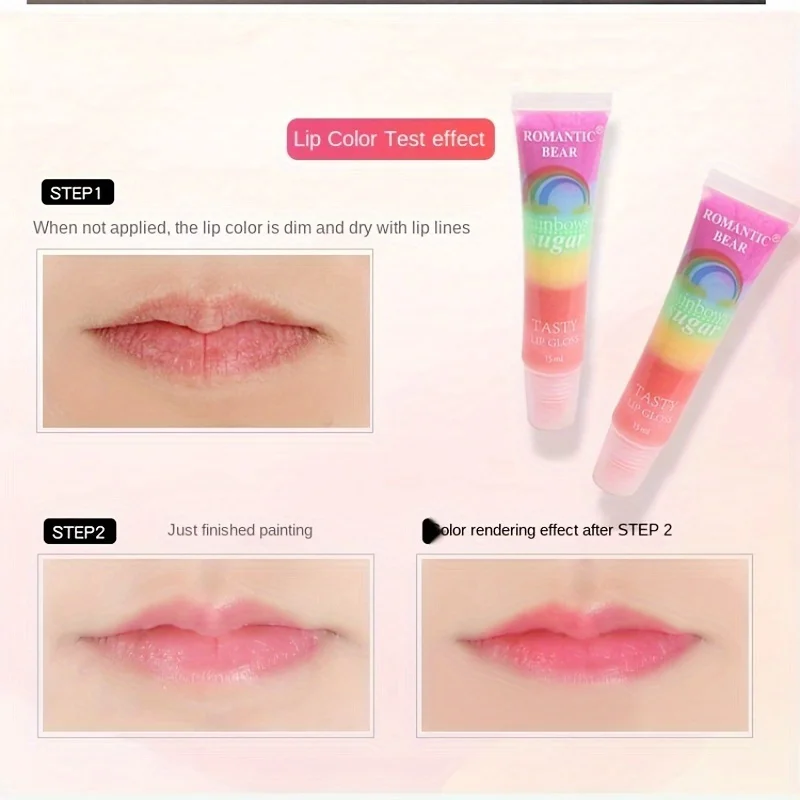 15 szt. Błyszczyk do ust z efektem tęczy, błyszczący błyszczyk do ust, lśniące usta, nawilżenie skóry ust, utrzymanie ich nawilżenia i N
