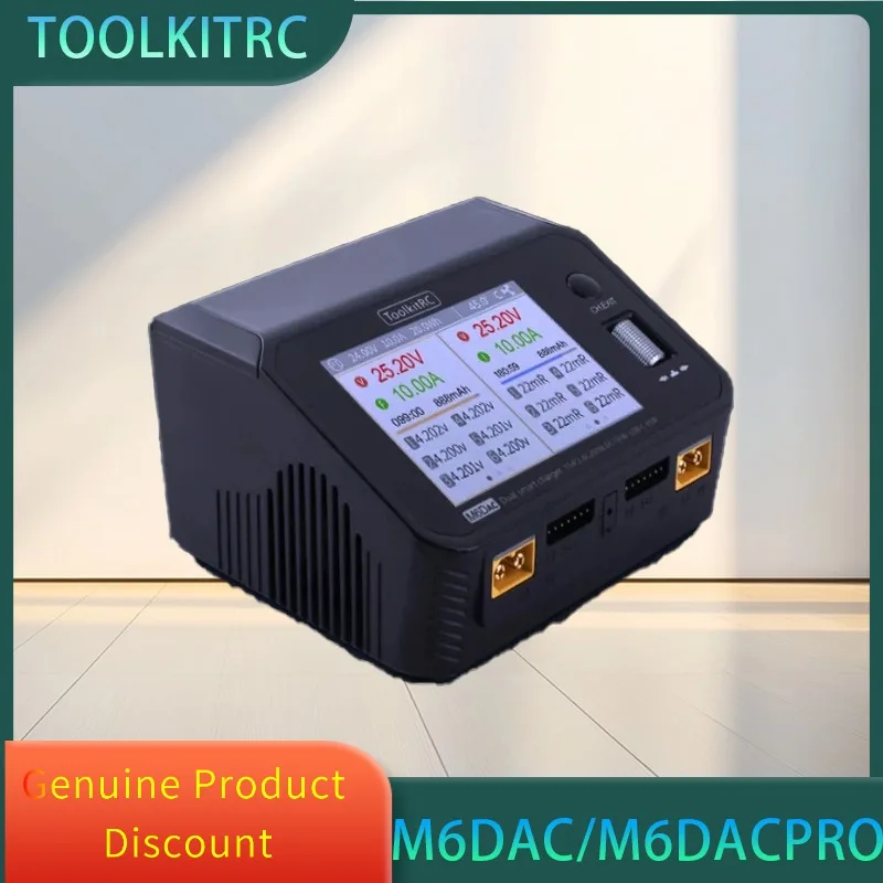 

ToolkitRC M6DAC Dual Channel Smart Lipo Battery Charger Discharger AC 200W DC 350WX2 15A for 6S LiHV Lipo Battery PD 65W
