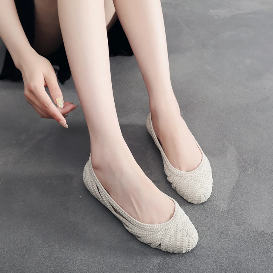 sandals beach flat jelly shoes hollow slip-ons soft-soled rain boots summer sandals Shallow Mouth Feet Roman clogs
