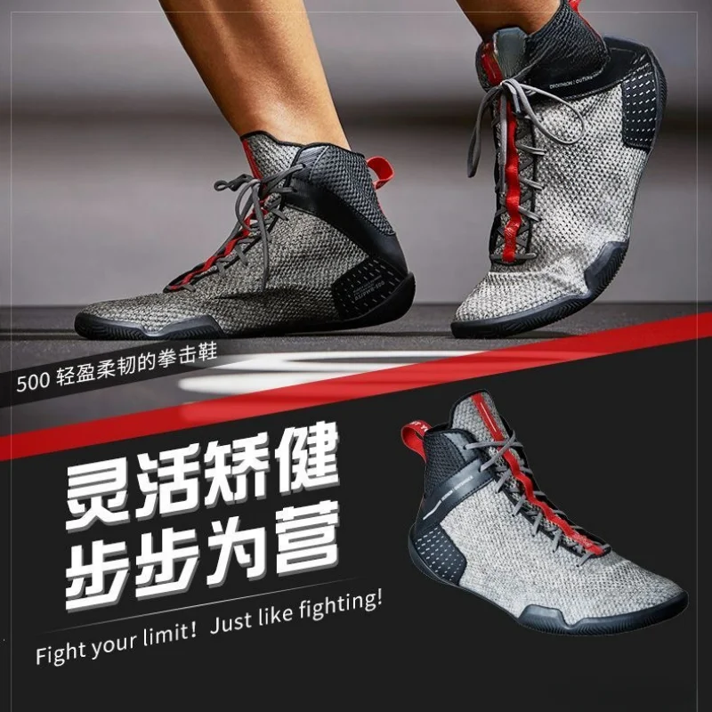 Professional Couples Wrestling Shoes Men Wome Gray Mesh Fighting Boots Unisex Brand Designer Boxing Sport Shoes Big Boy