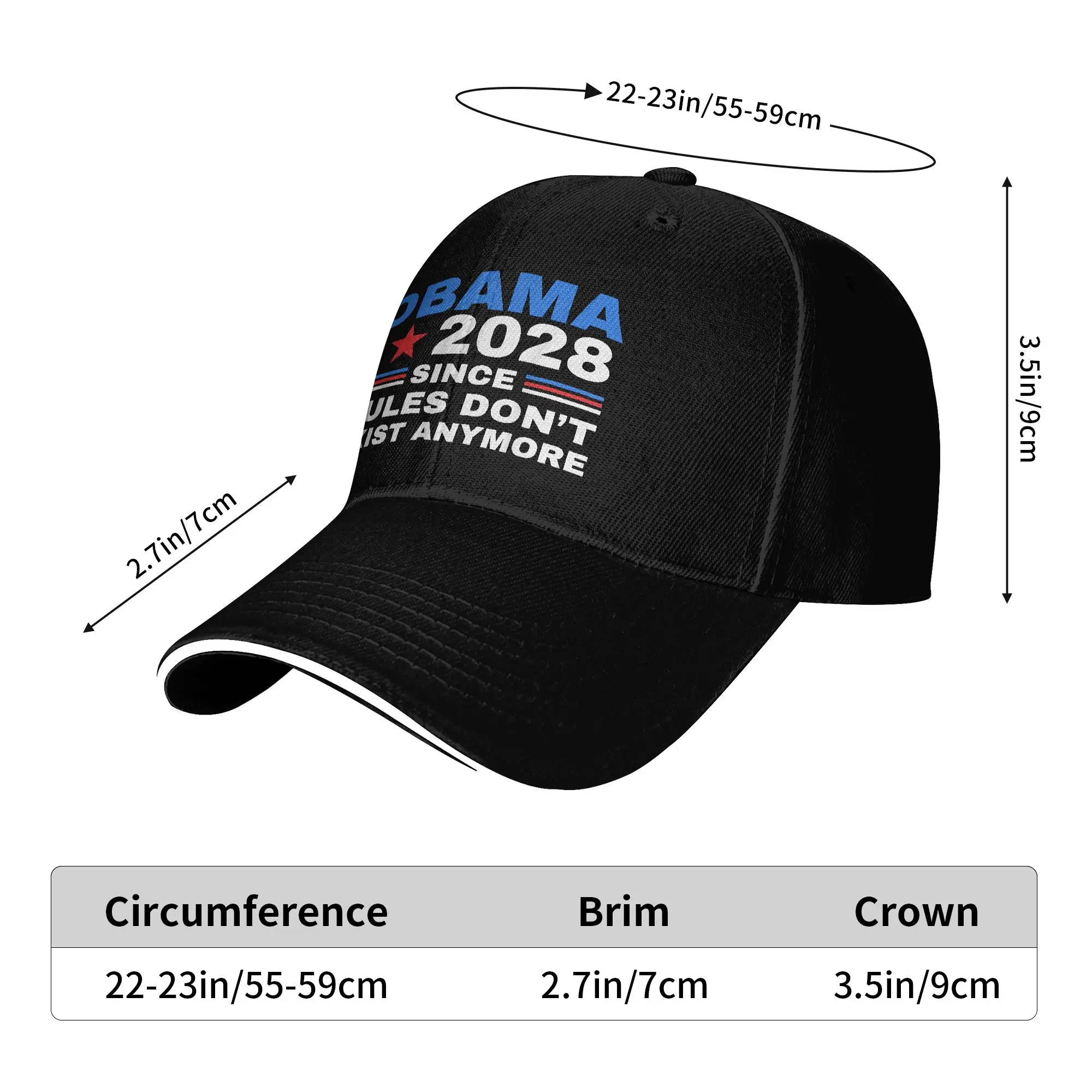 Obama 2028 Since Rules Dont Exist Anymore Satire Baseball Cap Unisex Men Fashion Custom DIY Snapback Cap