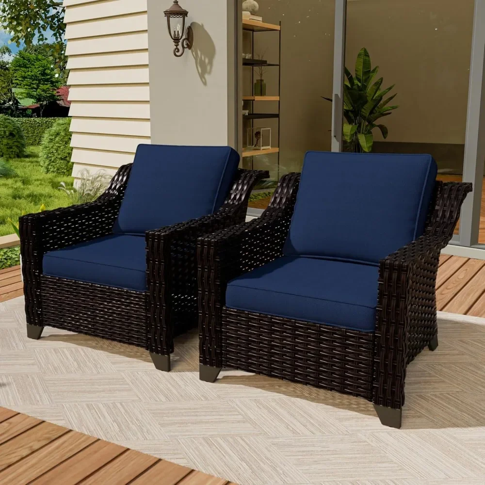 2-piece outdoor armchair, courtyard conversation furniture set, washable cushion, luxurious hand woven PE rattan