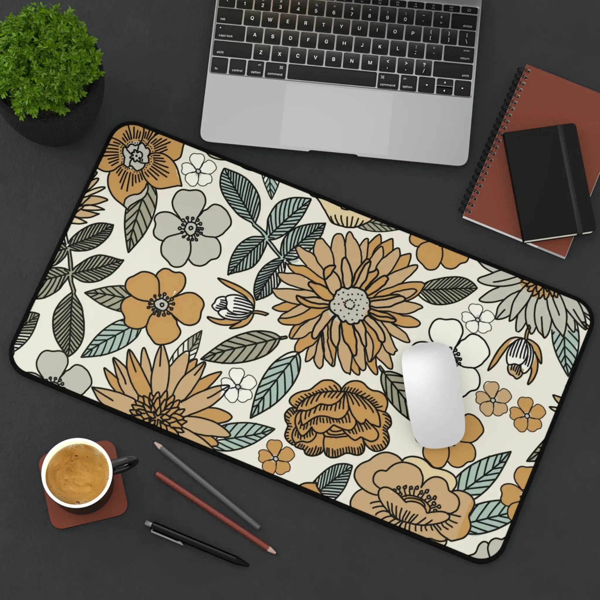 Floral Plant Pattern Deskmat, Cute Computer Deskmat,keyboard Mat, Office Decoration, Cute Mouse Pad, Couple Gift Kawaii Desk Pad