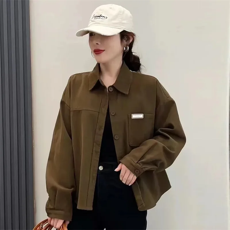 

2025Весна-Осень, новая куртка-рубашка, женское джинсовое хлопковое пальто, женская короткая модная верхняя одежда, свободный дизайн, нишевое пальто Tide