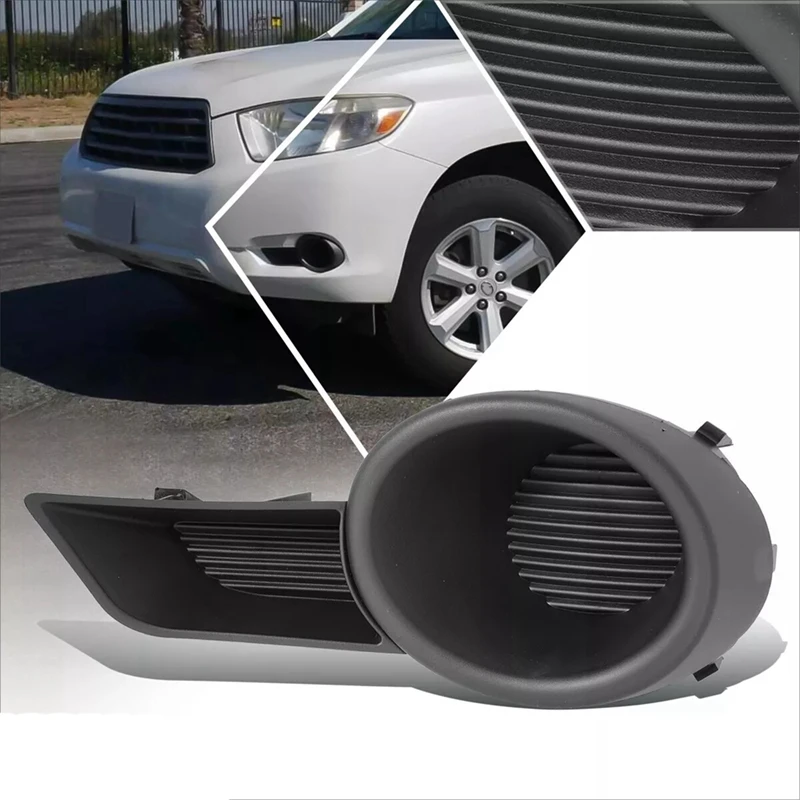 1Pair Car Front Bumper Closed Fog Lights Lamps Trim Cover For Toyota Highlander 2009-2013 81482-0E050 81481-0E040