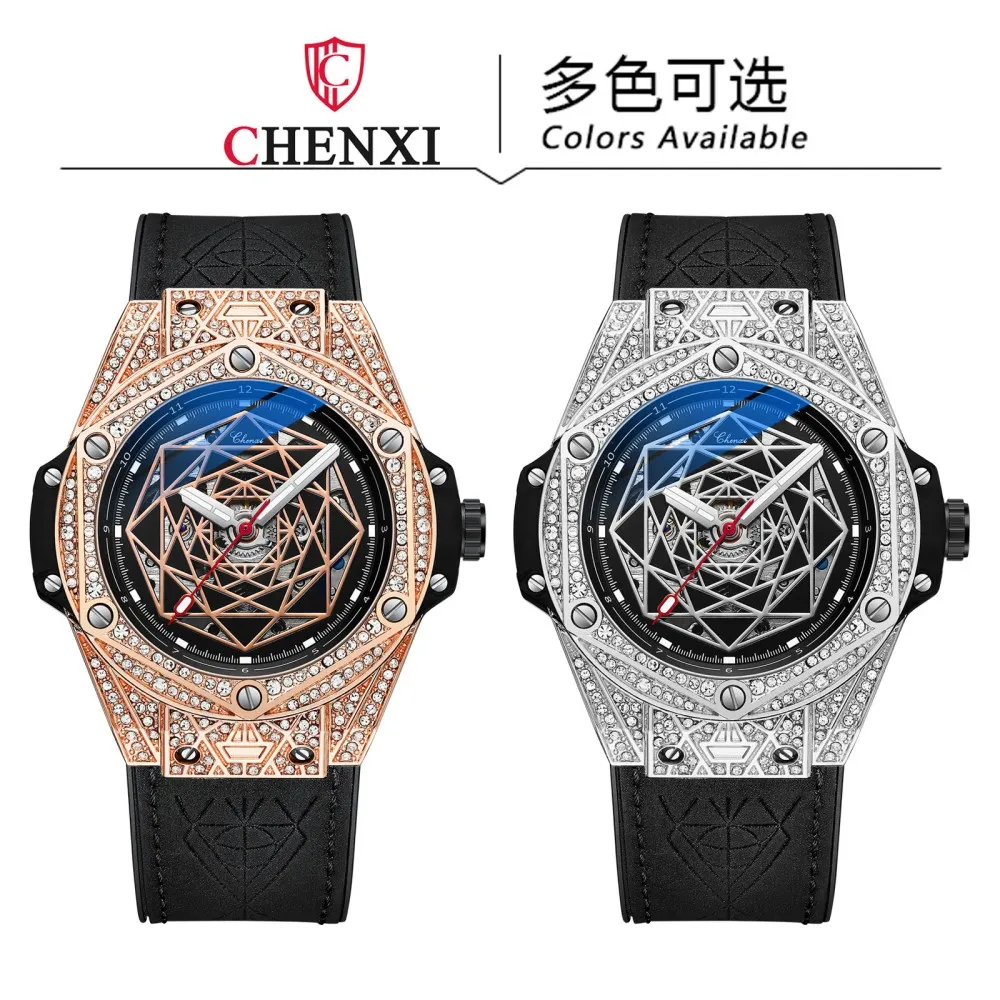 2022 Luxury Ice Out Watch Men Diamond Watches Leather Band Automatic Mechanical Wristwatches Male Clock Relogio Masculino