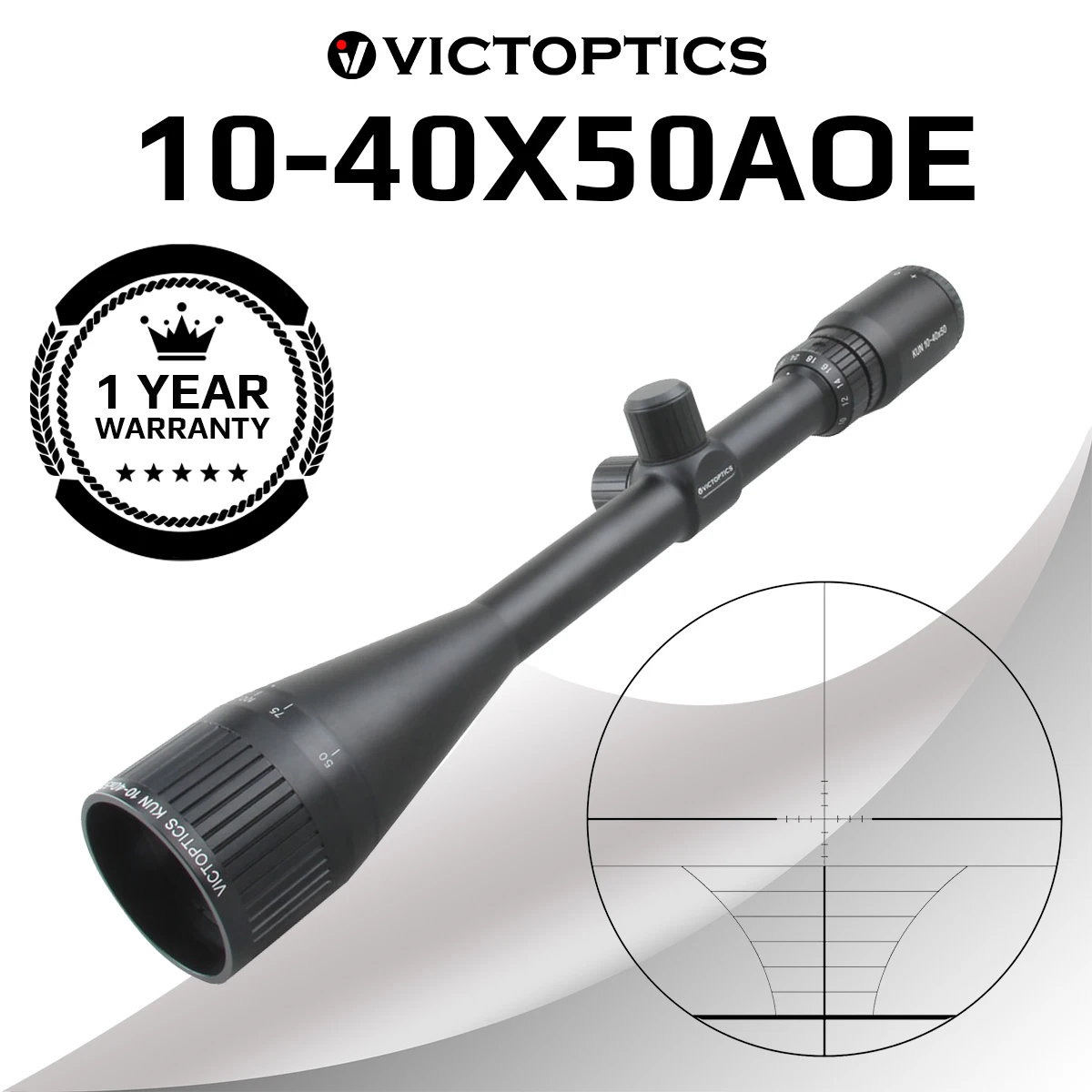 

VictOptics C4 10-40X50 AOE SFP Riflescope True 4x Zoom Parallax Min From 25 Yds 1/8 MOA Adjust Without Ring For Airsoft Airgun