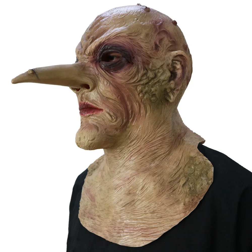 Hexenmaske, Halloween-Party-Requisite, Die Große Hohe Hexe, Nasen-Ghoul, Gruselige Latex-Kostümmaske, Dämonische Lange Spitze Nase, Monster-Maske – Detail 4