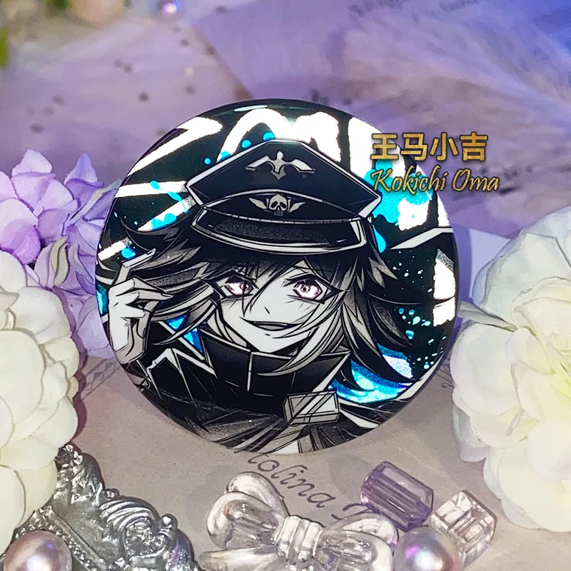 58mm Naegi Makoto Kirigiri Kyoko Maizono Sayaka Mondo Animation Derivatives Creative Reflective Double Flash Bar Badge Present