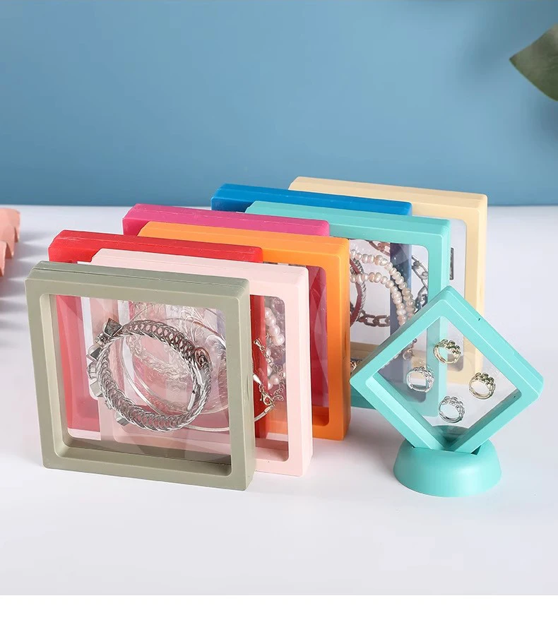 Bulk 3D Floating Frame Display Holder Stand Ornament Organizer Case Lot of 10 Travel Portable Suspended Gift Jewelry Storage Box