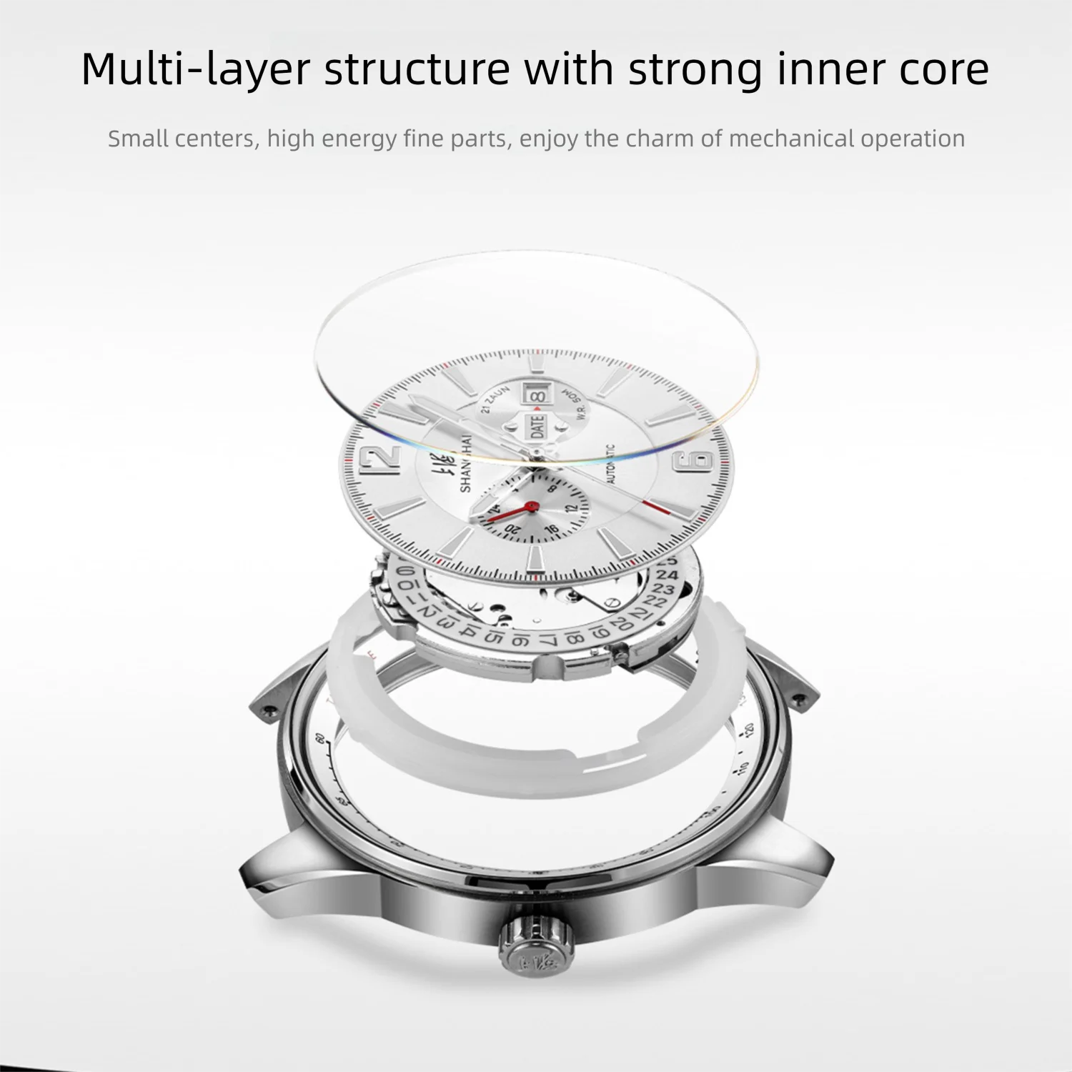 2025 Шанхайские мужские часы, автоматические механические часы, многофункциональные часы с календарем и неделей, сапфировые водонепроницаемые мужские часы 6027