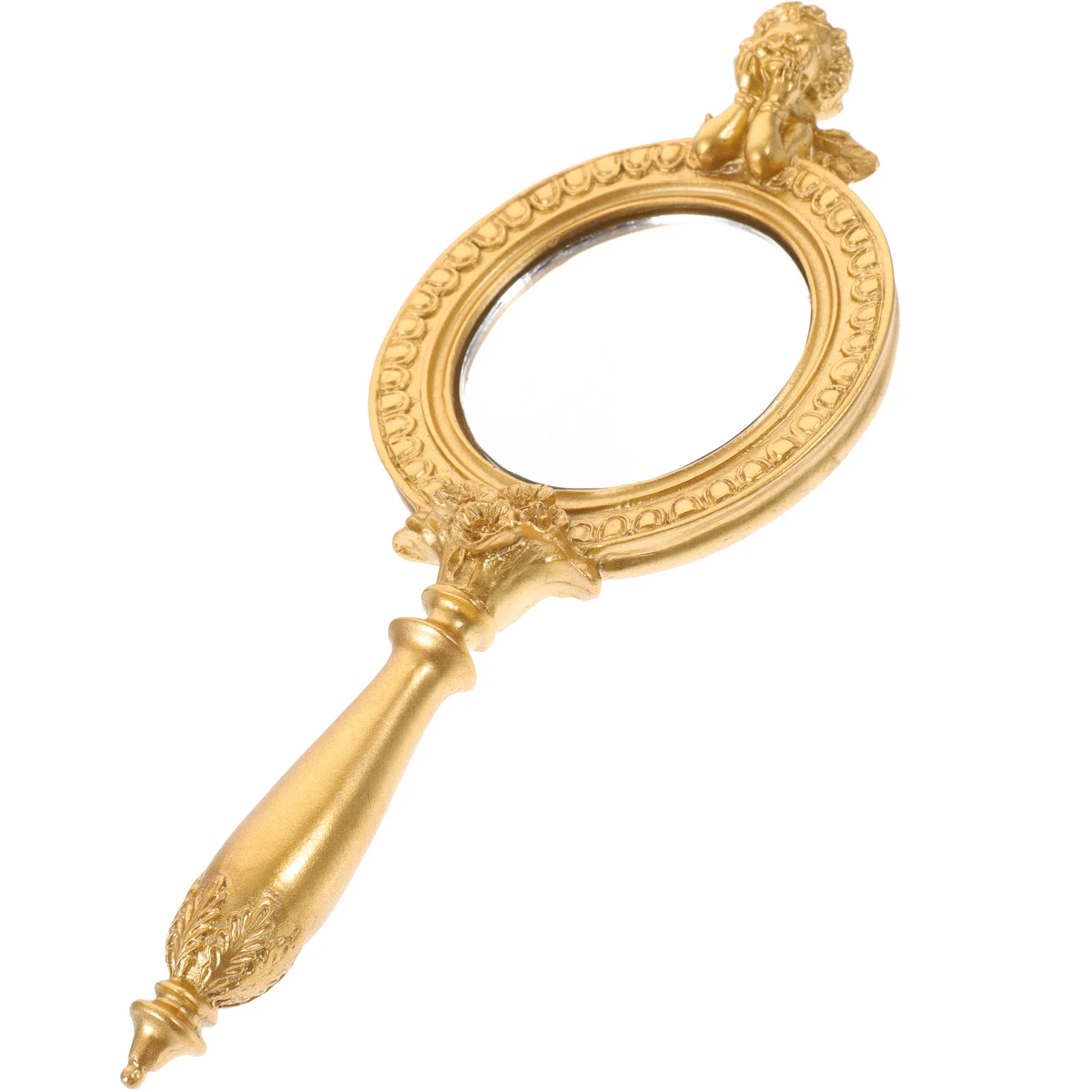 กระจกพกพาสำหรับเดินทาง ด้ามจับทำจากเรซิ่น กระจกพกพาสำหรับผู้หญิง น้ำหนักเบา ดีไซน์กะทัดรัด กระจกมือขนาดเล็กใช้งานได้จริง