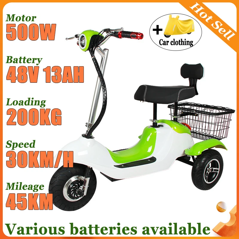 

Disabled Commuting Mobility Scooter Adult Mini Removable Lithium Battery with Basket Comfortable Seat Elderly Electric Tricycle