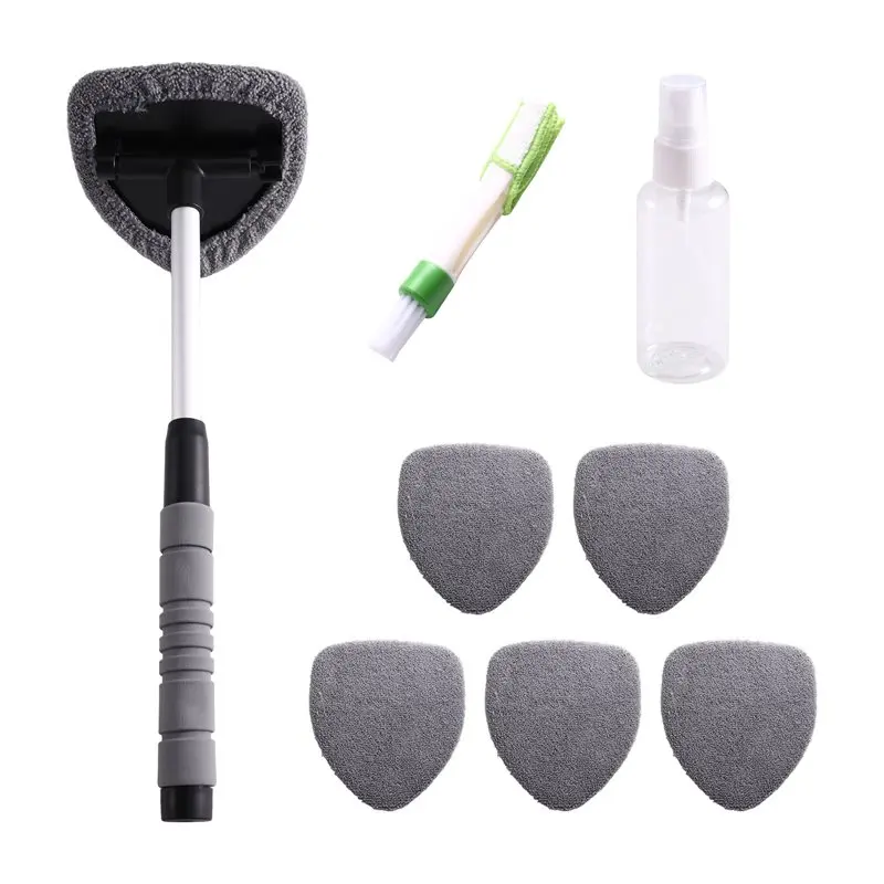 NEW-Windshield Cleaning Brush Window Scraping Mist Eliminator Telescopic Microfiber Car Window Cleaner 1 Set
