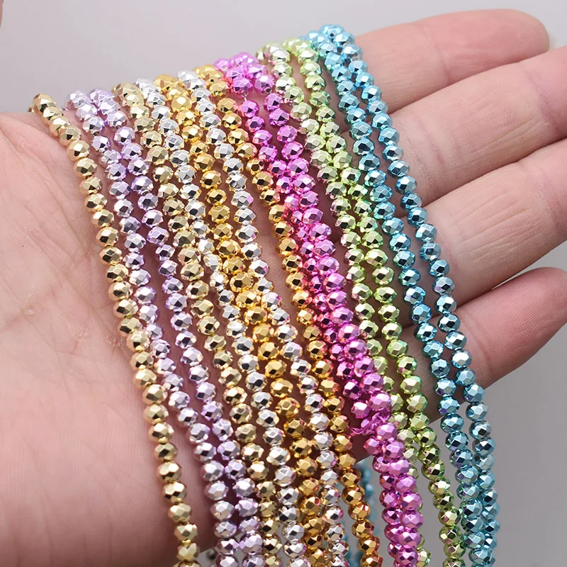 2 3 4mm New Color Golden Rose Blue Green Pink Faceted Crystal Glass Beads Spacer Loose Beads for Jewelry Making DIY Bracelet