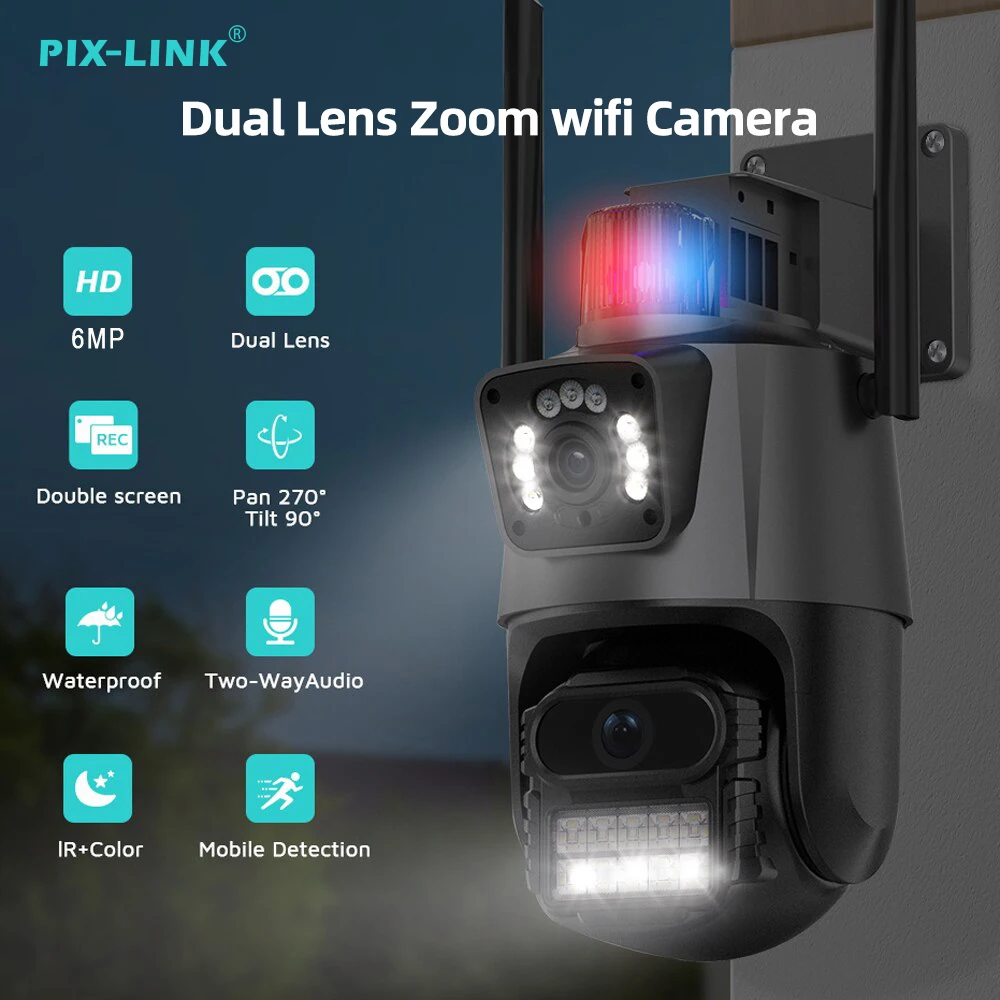 

A25 6MP PTZ Camera Dual Lens PTZ Wifi Camera Outdoor Waterproof Security Video Surveillance Camera Police IP66 Waterproof