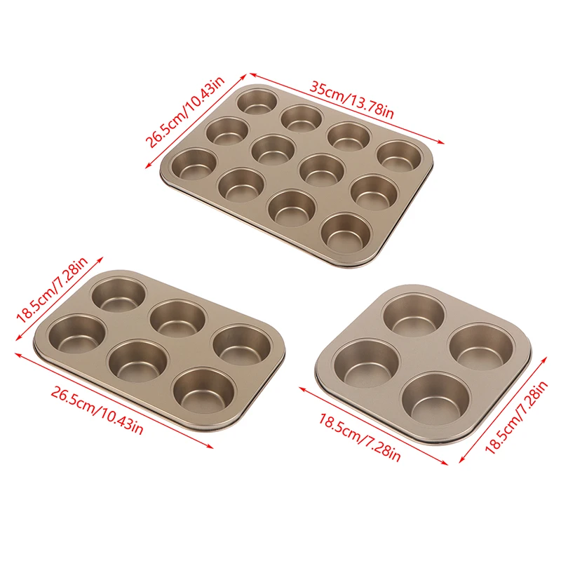 4/6/12 Cups Cupcake Pan Muffin Tray Cupcake Mold Muffin Pan Carbon Steel Baking Pan Non Stick Bakeware Microwave Cake Mould