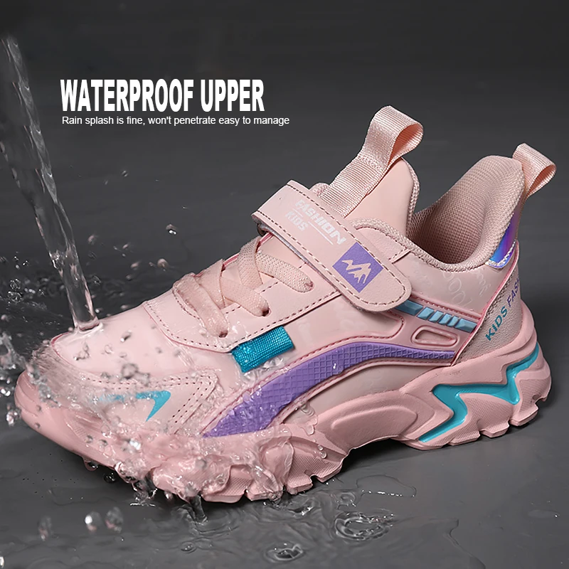 Children Sneaker Girls Shoes Leather Flat Kids Pink Shoes for Girl Lightweight Sports Running Tennis Sneaker Casual Students