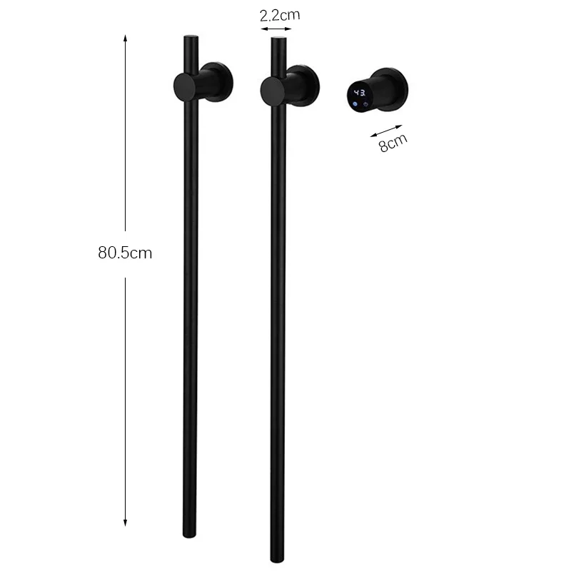 سخان المناشف الكهربائية مع مؤقت مدمج 2 قضبان رفوف مناشف كهربائية من الفولاذ المقاوم للصدأ للحمام جبل مخفي