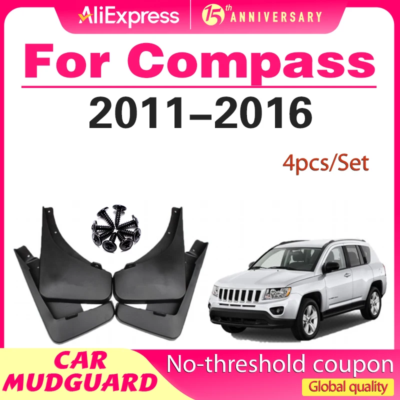 

Car Mudflaps Mud Flaps For Jeep Compass 2011-2016 Soft Plastic Fenders Wheel Splash Guard Mudguards Exterior Accessories