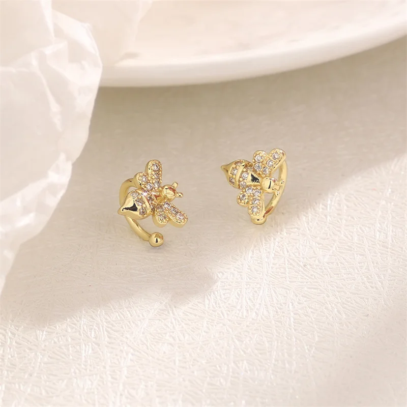 1Pcs Ear Cuff Earrings Non-Piercing Crystal Bee Ear Clip Earring For Women Fake Cartilage Jewelry eh350