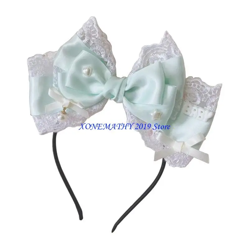 

F42F Lace Bowtie Hairhoop Animation Party Props Hair Clip Cosplay Costume Headpiece