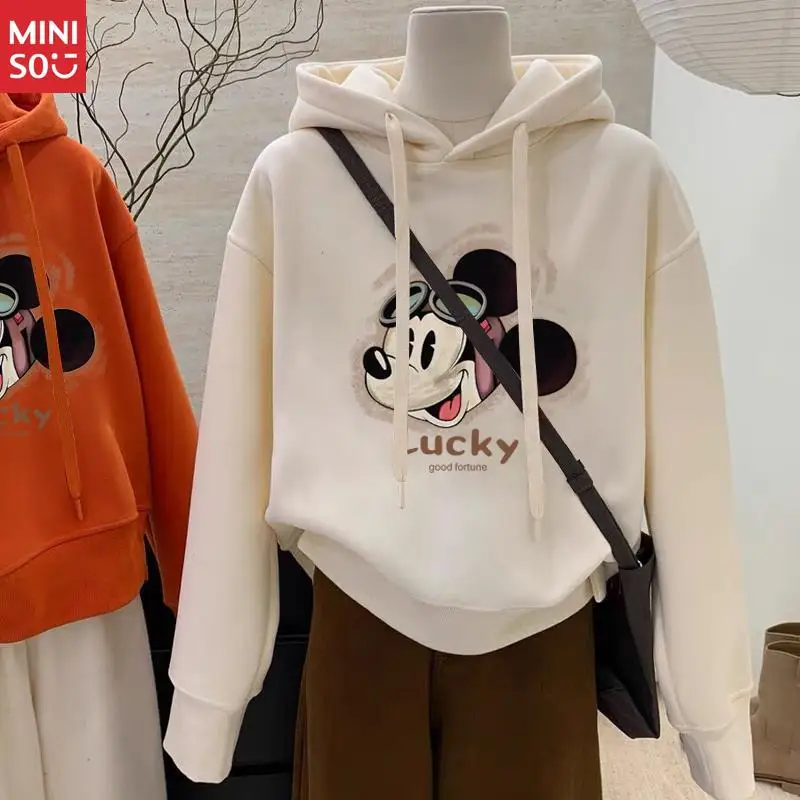 Felpa con cappuccio da donna Disney Mickey, felpa corta sottile stile coreano per la moda di inizio autunno