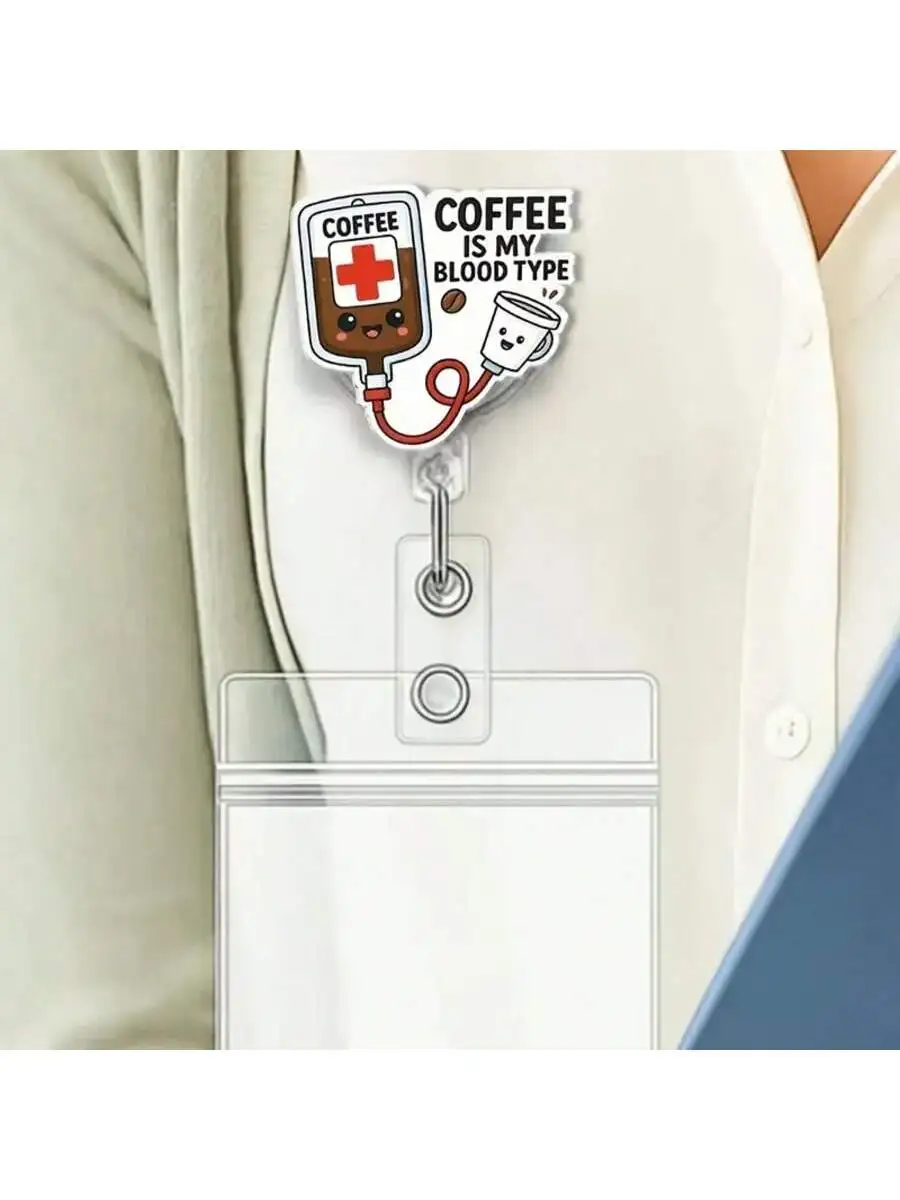 [مسطح [قطعة واحدة من حامل شارة قابل للسحب لطيف على شكل ممرضة مع مشبك لبطاقة الهوية - بكرة اسم الموظفين الطبيين من الأكريليك للأطباء، RN، LPN