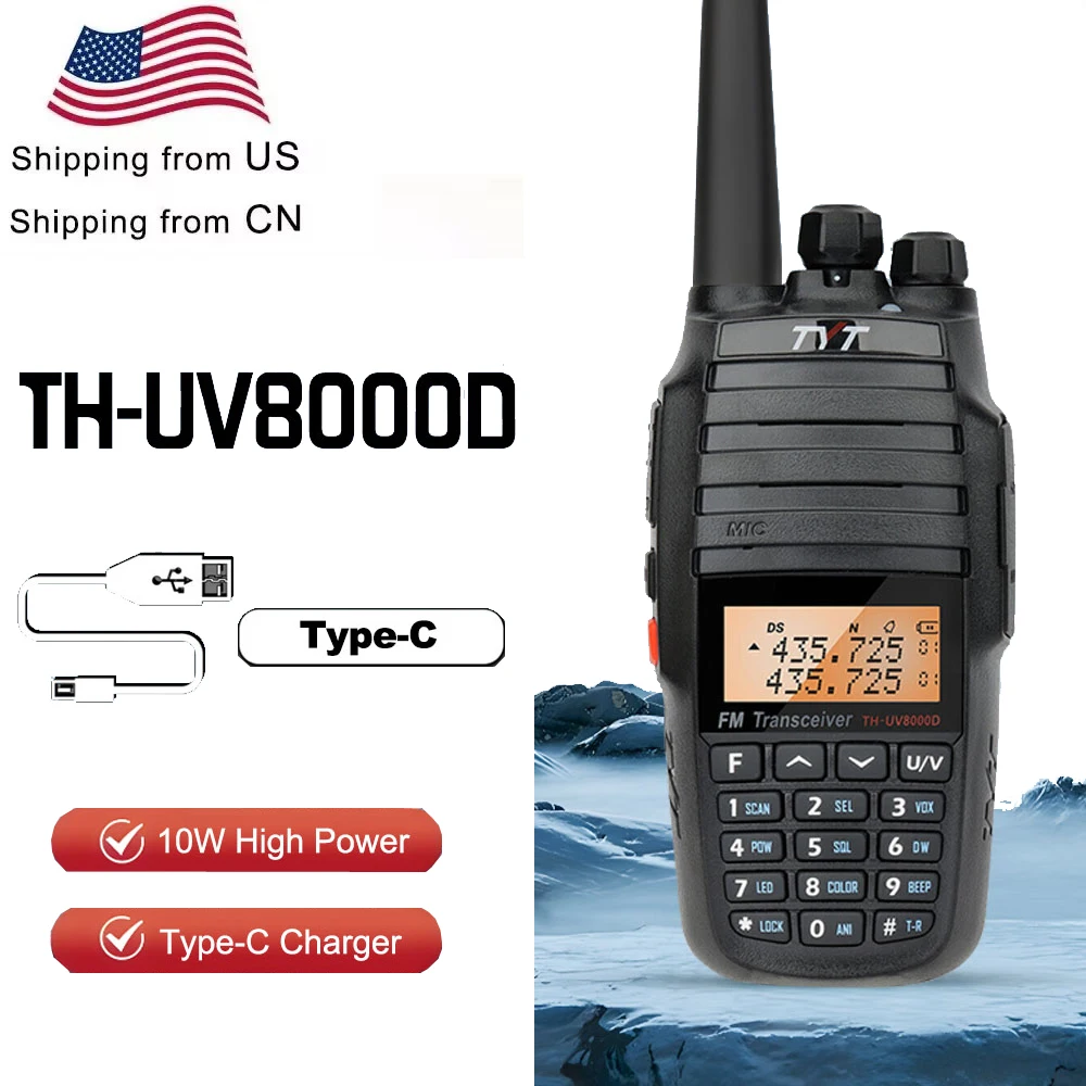 

NEW TYT TH-UV8000D Type-C Charging Amateur Radio Cross band Reapeater VHF UHF Dual Band 10W Walkie Talkie Long Range