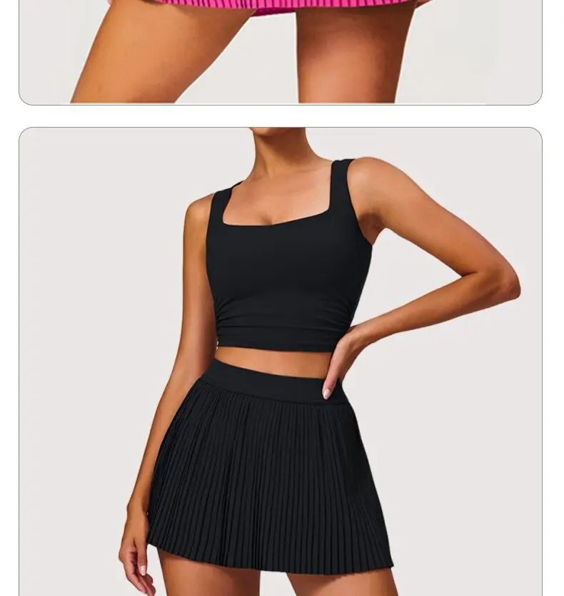 Damen 2-teiliger Yoga-Sportrock mit hoher Taille, Hüftstraffung, Schlankheits-Effekt, Sonnenschutz, Tennis-Skort, Outdoor-Fitness-Workout-Hose – Detail 10