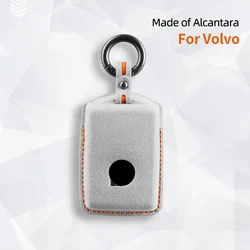 Alcantara For Volvo S90 S60 XC60 XC40 V60 V90 Car Key Case holder Cover Shell Suede Keychain Remote Protector Accessories